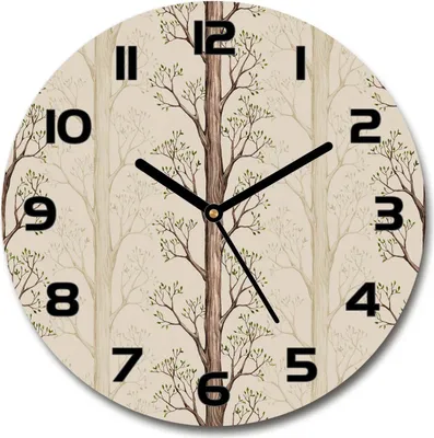 Produktbild von Wanduhr aus Glas 30fi Glasbild Glasuhr Gehärtetes Glas - schwarze-zeiger - trees