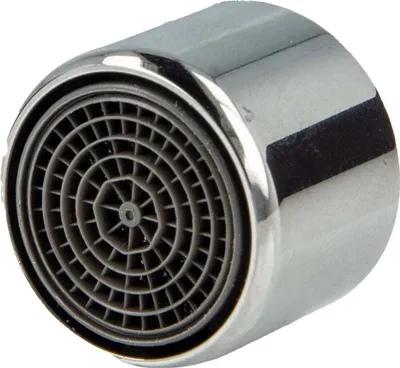 A close-up studio shot of a faucet aerator.