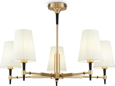 Immagine prodotto di Lampadario, metallo ottone tessuto, bianco, prese E14