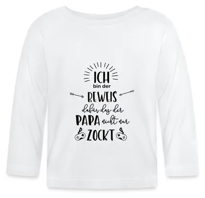 Produktbild von Spreadshirt Der Beweis Dass Der Papa Nicht Nur Zockt Baby Langarm Shirt, 12-18 Monate, Weiß