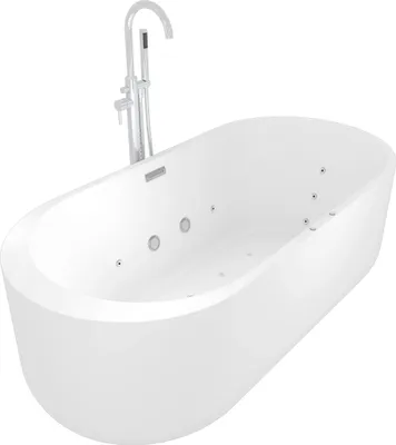 Produktbild von freistehende Badewanne F26 170x80cm Whirlpool Luft & Wasser mit Armatur AF02