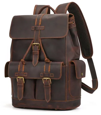 Produktbild von Großer Leder-Rucksack für Laptops bis 15,6 Zoll
