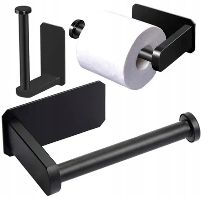 Produktbild von Toilettenpapierhalter - Loft - Hygienisch - Flexibel - Schwarzes Design - Rostfrei - Selbstklebend