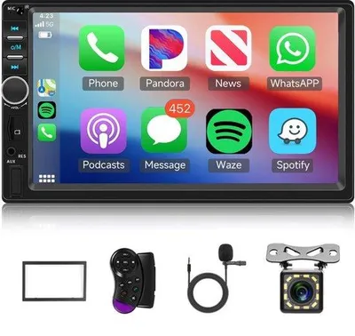 Obrázek produktu pro Autorádio 2 DIN – 7palcový displej – Bluetooth (handsfree) – USB, AUX, FM – Multimediální přehrávač s dotykovým ovládáním