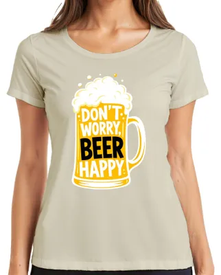 Obrázok produktu pre Tričko s nápisom "Don't Worry Beer Happy Lustig Saufen Party Biertrinker " pre dámy, farba: prírodná, veľkosť: M