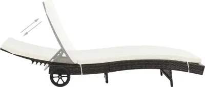 Produktbild von vidaXL Sonnenliege mit Rollen und Auflage Poly Rattan Braun
