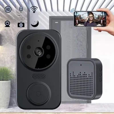 Produktbild von Türsprechanlagen, Smart Video-Türklingel, mit Kamera, Infrarot-Nachtsicht, 800 Akku, Plug & Play, Türöffner, Gegensprechanlage, Aufputz-Türklingel