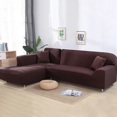 Produktbild von Topchances Sofabezug 3 Sitzer+3 Sitzer Sofaüberwürfe für L-Form Sofa elatücke Kisstische Stretch Sofabezug Sofa Überzug, Braun