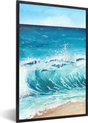 Produktbild von MuchoWow® MuchoWow® Gerahmtes Poster Meer - Golf - Strand 40x60 cm - Poster mit zchwarzem Bilderrahmen - Papierdruck - Wandbilder