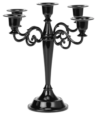 Immagine prodotto di Solidchoice - Elegante portacandele in alluminio nero - 5 bracci, 27 cm, ideale per la decorazione della tavola