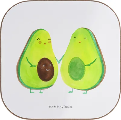 Produktbild von Mr. & Mrs. Panda Untersetzer für Gläser Avocado Pärchen - Weiß - Geschenk, Coaster, Avocados, gläseruntersetzer, Schwangerschaft, Tassen, Tassenuntersetzer, Kinder, Liebe