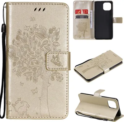 Produktbild von König Design Hülle kompatibel mit Xiaomi Mi 11 Lite Kunstleder Handyhülle - Handy Case Gold