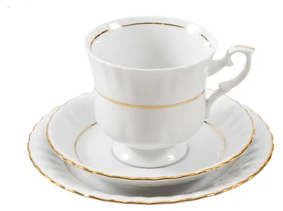 Produktbild von Chodzież Iwona Tasse mit Untertasse Handbemalt Goldrand