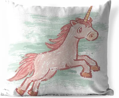 Produktbild von MuchoWow® Outdoor Kissen - Einhornzeichnung für Kinder - 50x50 cm - Wetterfest - Lounge Kissen - Komfortabel - Kissen mit Bild