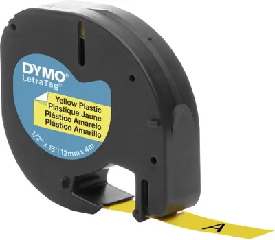 Immagine prodotto di DYMO LetraTag-Band, Plastik 12mm x 4m schwarz->gelb