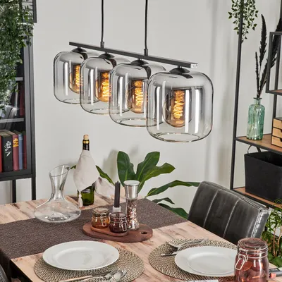 Produktbild von Pernate Hängeleuchte aus Metall/Glas in Schwarz/Rauchfarben/Klar