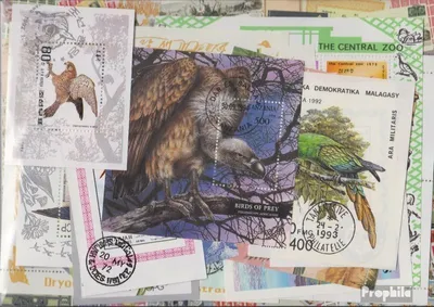 Produktbild von Briefmarken Motive 25 verschiedene Vögel Blöcke und Kleinbögen