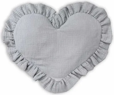 Produktbild von DOLCE SONNO Kopfkissen für Babys in Herzform aus Baumwoll-Musselin – Grey
