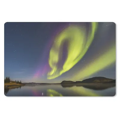 Produktbild von MuchoWow® Mauspad Mousepad Nordlichter - Schweden - Lila - Wasser - Grün 27x18 cm - Mousepads - Maus Mat - Pad - Mausunterlage - Büroartikel - Desk Matten