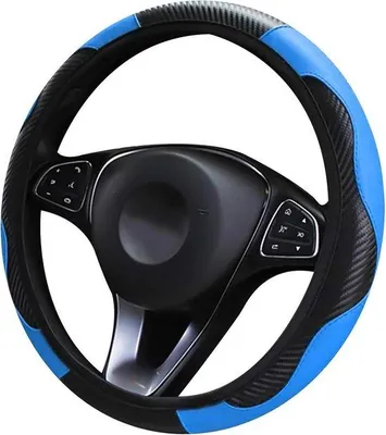 Obrázok produktu pre Poťah na volant Famanu, protišmykový, priedušný, z uhlíkových vlákien – modrá farba s motívom pantera