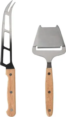 Produktbild von Käsemesserset - Geeignet für weiche und harte Käse - 2 Stück - Edelstahl mit Holzgriff