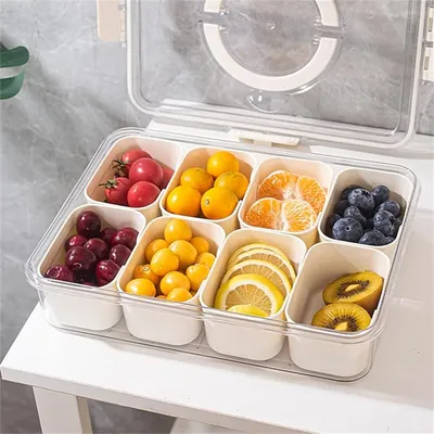 Produktbild von Geteilte Servierschale mit Griff, 8 Fächer Snack-Box