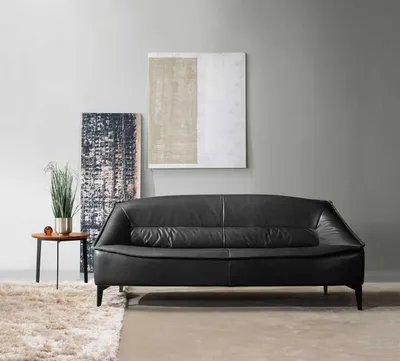 Produktbild von Dreisitzer Luxus Sofa 3 Sitzer Sofas Sitz Leder Design Couch Möbel Stil Schwarz