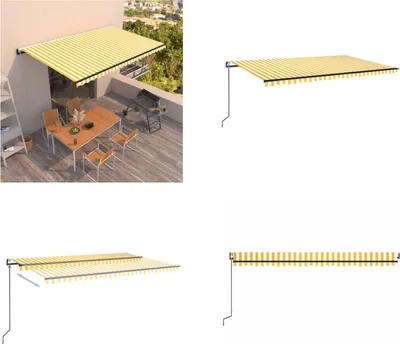 Produktbild von vidaXL Markise Automatisch Einziehbar 500x350 cm Gelb und Weiß - Markise - Markisen - Sonnendach - Sonnendächer