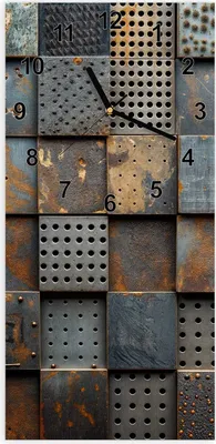 Produktbild von Wanduhr aus Glas mit Motiv Gelochte Metallplatten- 30 x 60 cm - inkl. Aufhängesystem