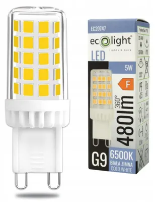 Zdjęcie produktu dla Żarówka LED 5W 480lm 6500K G9 Eco Light EC20747