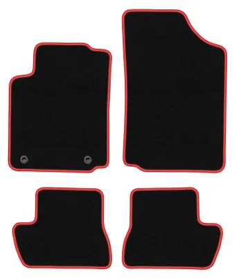 Produktbild von Fußmatten Automatten Velours Schwarz/Rot für Citroen C2 2003-2009 Set 4-tlg