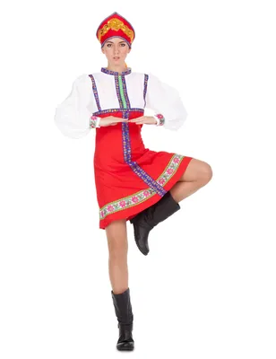 Zdjęcie produktu dla Rosyjska tancerka damski kostium karnawałowy czerwono-biało-niebieski