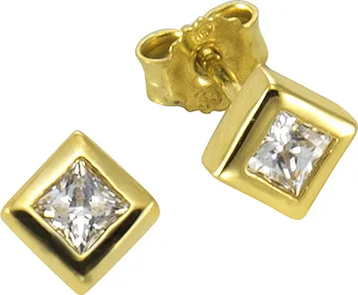 Produktbild von F Ohrstecker 333/- Gold 1,5cm mehrfarbig Zirkonia Weiß 371320762