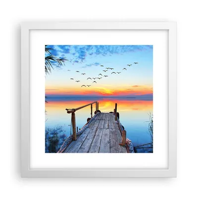 Produktbild von Gerahmtes Poster - Weißer Rahmen - Brücke See - 30x30 cm - Wand Bild - Wanddeko - Wandbilder - Kunstposter - Wandposter - Bilderrahmen - Bilder - Kunstdruck - Wandbild - P2WAC30x30-3818