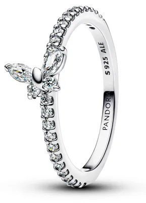 Produktbild von Pandora Ring Größe 58, Schmetterlingsdesign, funkelnde Details, Silber, eleganter Schmuck