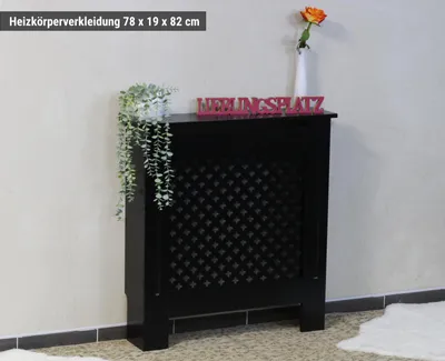 Produktbild von Heizungsverkleidung Heizkörperabdeckung Abdeckung Cover Schrank Holz MDF schwarz Gitter 78x82cm
