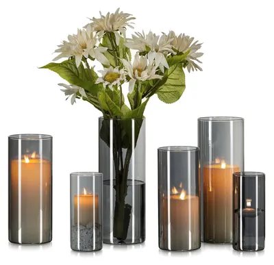 Produktbild von Set von 6 Stilvollen Schwarzen Glasvasen für Innendekoration