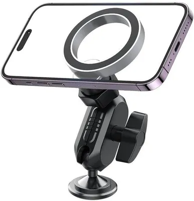 Produktbild von Allecto – Handyhalterung für das Auto – Magnetische Handyhalterung – 360° drehbar – Schwarz + Silber – Universell – Verstellbar – Geeignet für Smartphones…