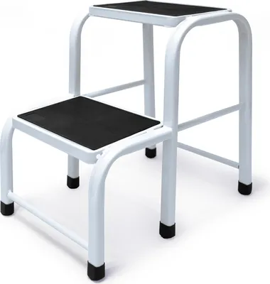Obrázek produktu pro Drabest | Ocelová stolička – 2 stupně – stabilní a robustní – protiskluzové nožičky – nosnost 150 kg – pro domácnost, kancelář a opravy