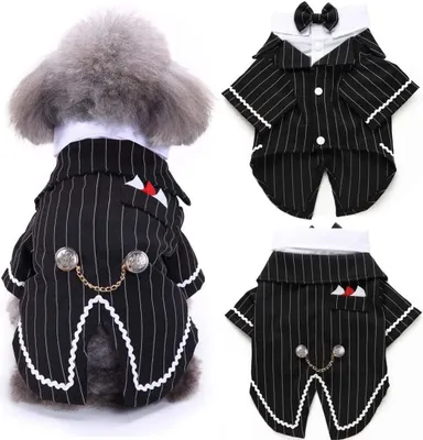Produktbild von Hund Smokings Anzüge Hunde Formell Hochzeit Party Hundekostüm Hunde Kleidung für Kleine Mittelgroße Große Hunde Kostüm Shirt mit Fliege Verstellbare Schleife Bandana Hundeanzug Winter