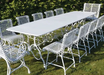 Zdjęcie produktu dla Casa Padrino secesyjny stół ogrodowy biały 300 x 100 cm - Nostalgiczne meble ogrodowe