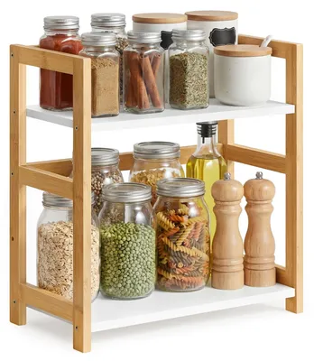 Küchenregal 2 Ebenen Bambus MDF 41x41x18,6 cm