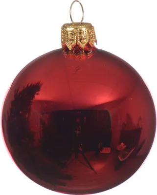 Produktbild von Weihnachtskugeln Glas 8cm mundgeblasen 6er Box - Weihnachtsrot glanz