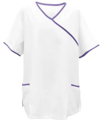 Produktbild von Schlupfkasack weiß, mit Paspel lila, Größe 3XL : 3XL : purple : 50% Baumwolle 50% Polyester