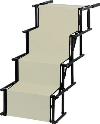 Produktbild von Faltbare Hundetreppe Treppe Rampe für Hunde bis 75 KG  | für Kofferraum und Auto Beige