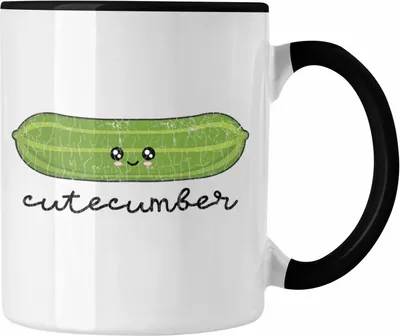 Produktbild von Trendation - Lustige Tasse mit Spruch Cutecumber Süße Grafik Geschenk für Freundin Freund Liebe Valentinstag (Schwarz)