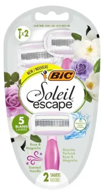 Image de Bic Soleil Escape 5 Rasoir avec deux plaquettes Rose & Magnolia