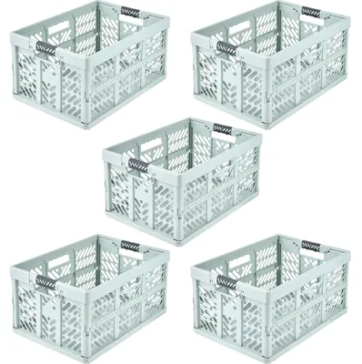 Productafbeelding van keeeper Ben, opvouwbare opbergboxen, set van 5, 45 liter, zachtgroen