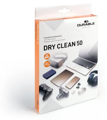 Obrázek produktu pro DURABLE ?istící ubrousky DRY?CLEAN 50, bílá, 573402, 50 ks