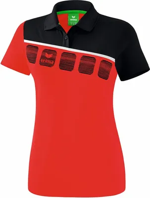 Produktbild von Erima 5-C Poloshirt Damen - Rot / Schwarz / Weiß  | Größe: 42